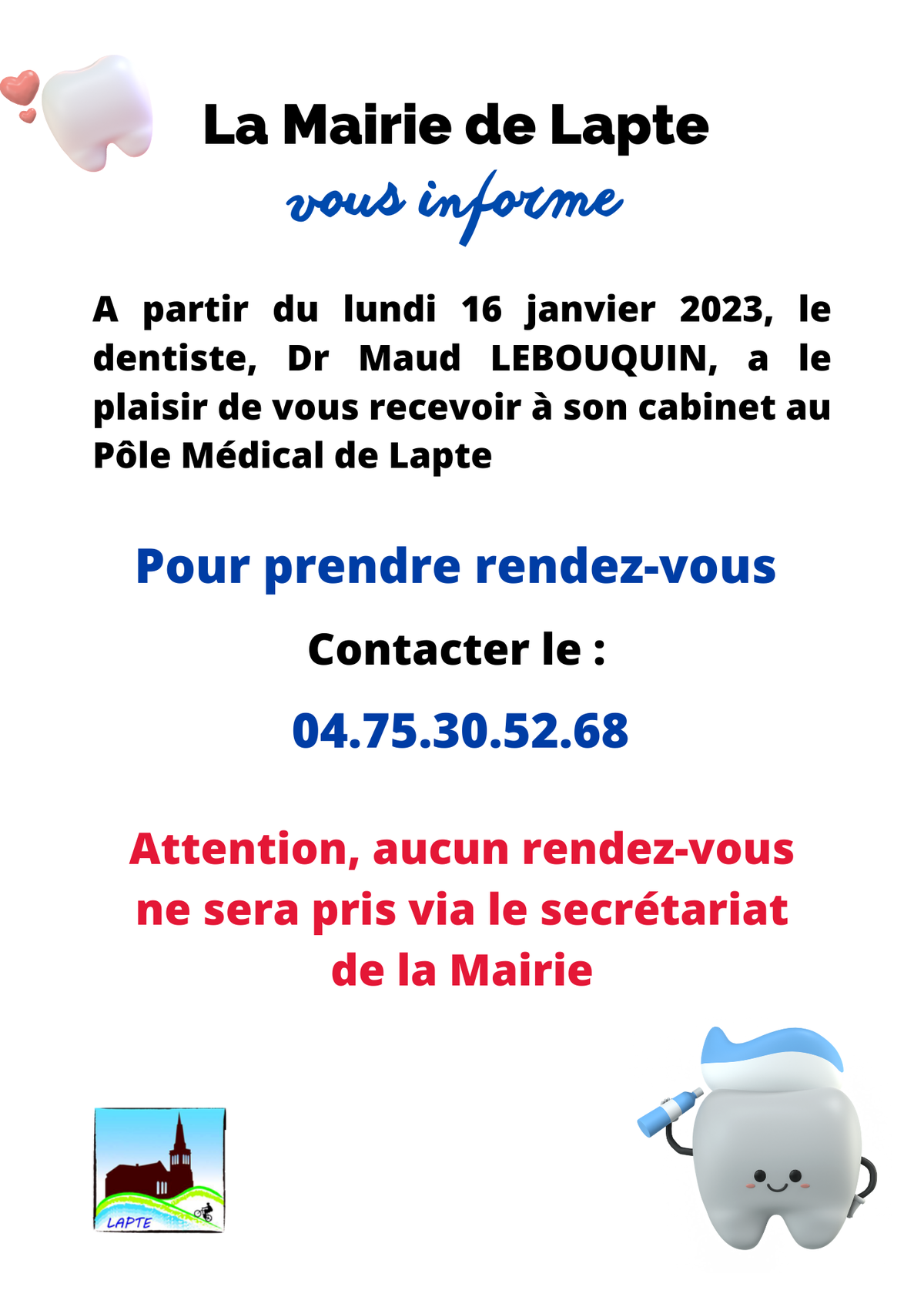 Actualit s Ouverture Du Cabinet Dentaire Mairie De Lapte Actualit s ouverture du cabinet dentaire mairie de lapte
